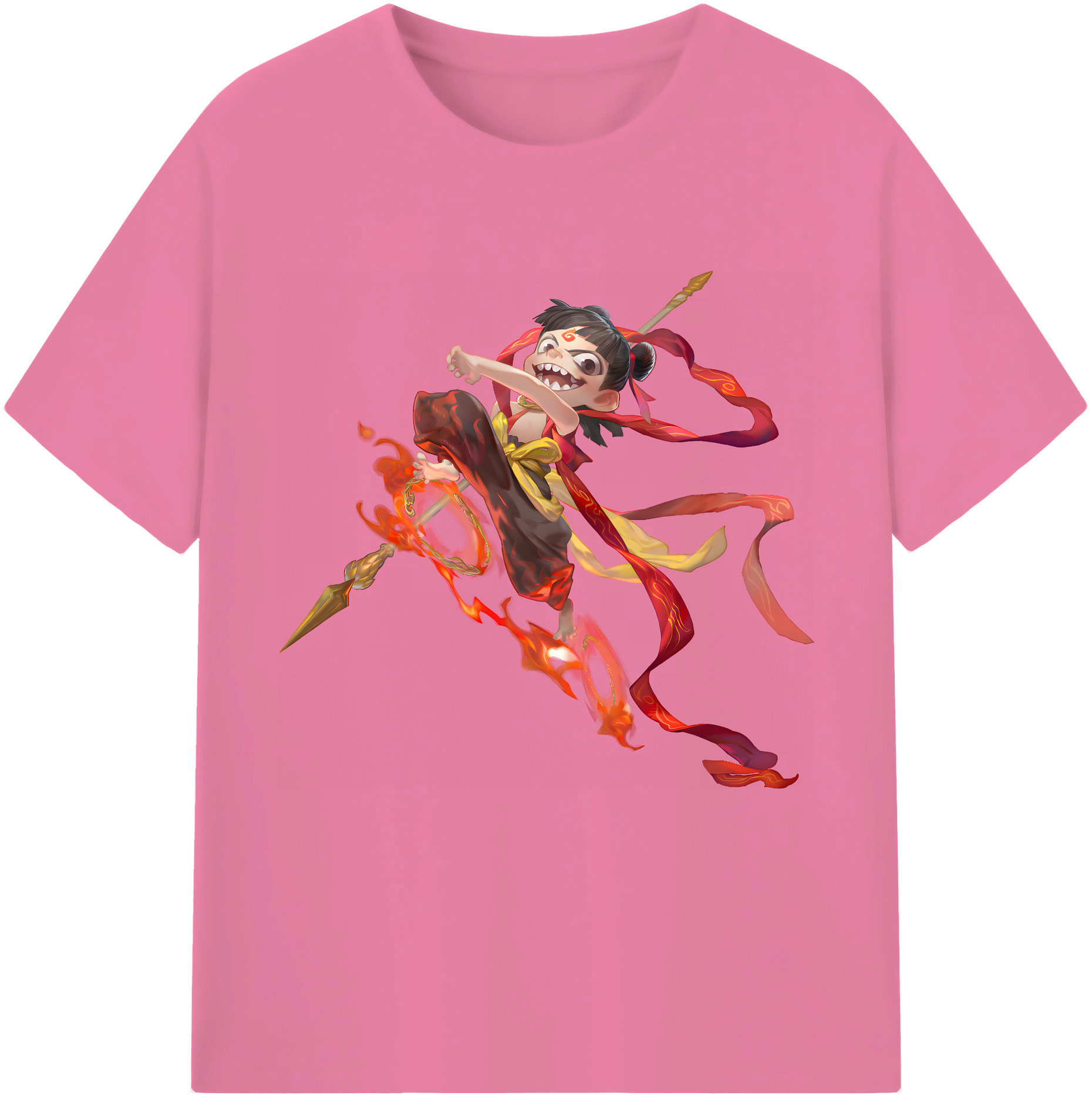 （画像用） Ne Zha 2 ナタ 魔童の大暴れ 綿100％半袖Tシャツ（フロントプリント）